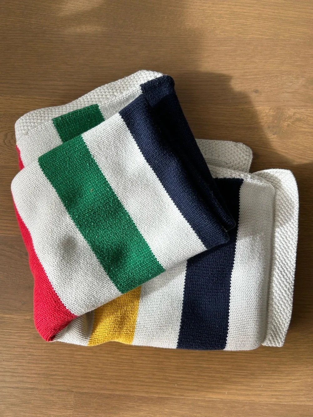 Hudson’s Bay Baby Blanket Wool Blend Multistripe Knit 29x36